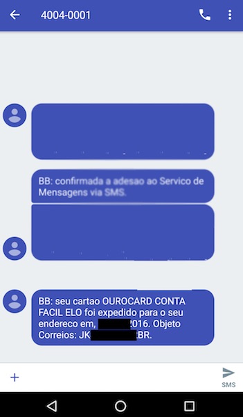 rastreamento de cartão