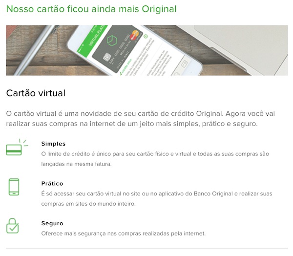 Cartão Virtual do Banco Original
