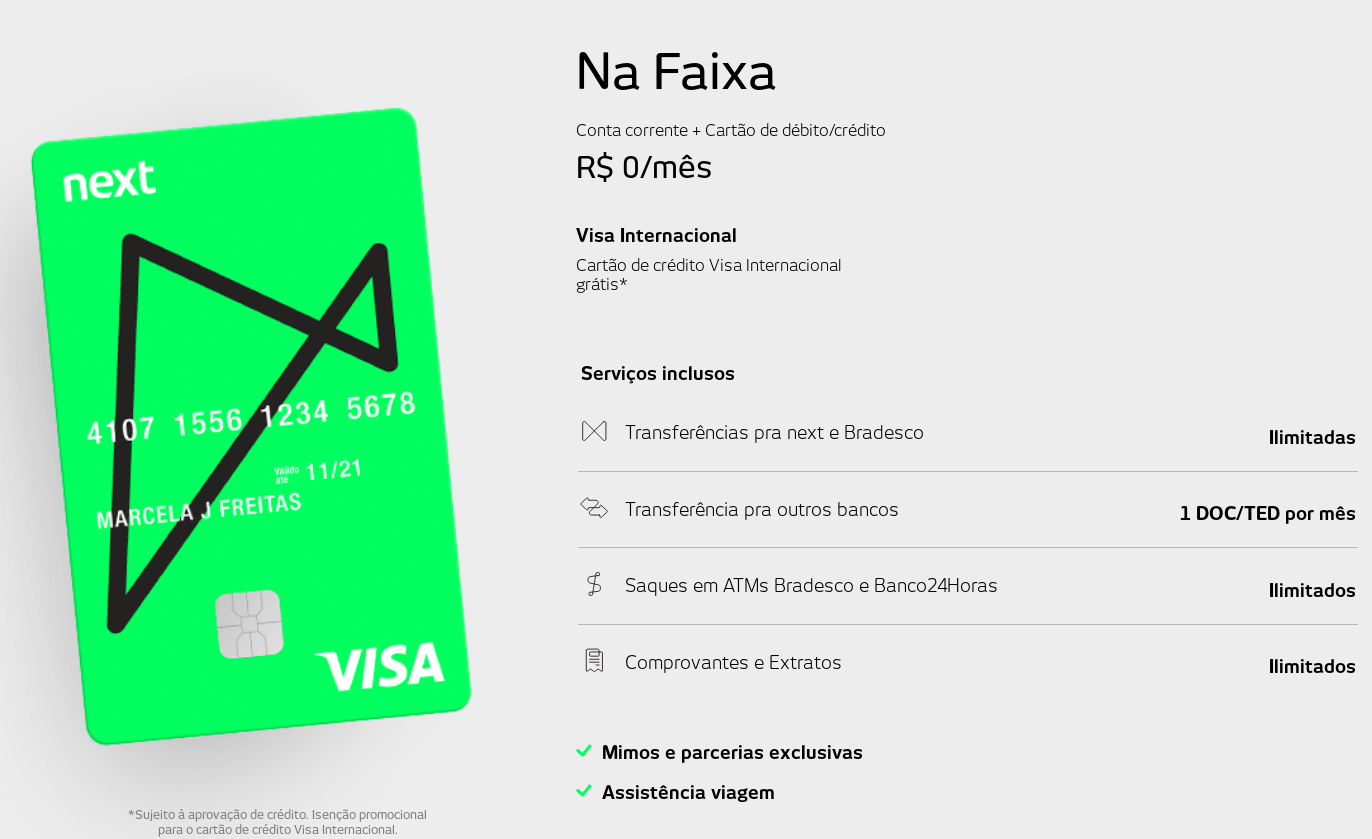 Next agora tem conta digital com cartão de crédito 