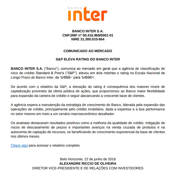 S&P Banco Inter