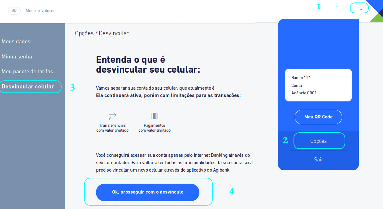 Como desvincular celular no Agibank - Conta-Corrente