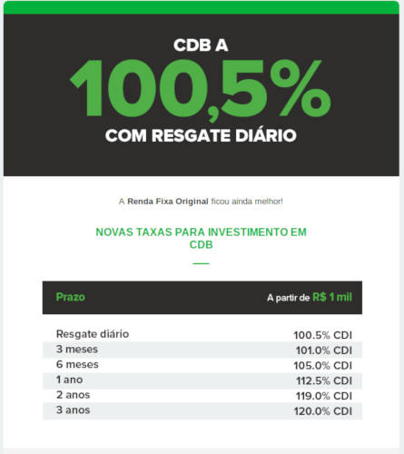 CDB do Banco Original