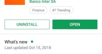 Atualização do aplicativo do Banco Inter disponibiliza débito automático.