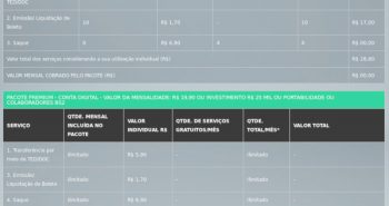 Tabela de Tarifas Banco BS2