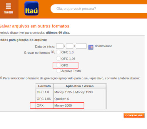 OFX Banco Itaú