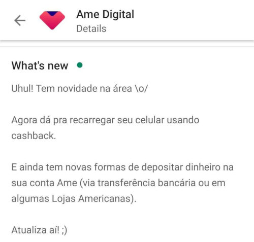 Ame Digital Aplicativo Android