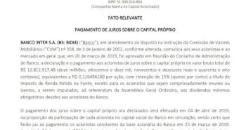 relatorio RI Banco Inter sobre juros de capital próprio