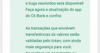 C6 Bank novidade no APP: TOKEN