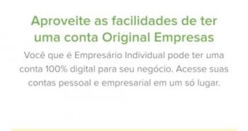Original Empresas integrado no APP Pessoa Física do Banco Original