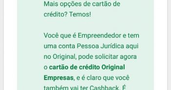 Banco Original cartão de crédito para empresas