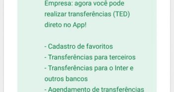 Banco Inter Empresas libera transferências por APP