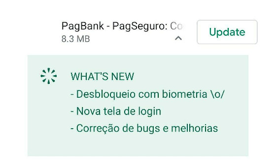 changelog PagBank do PagSeguro