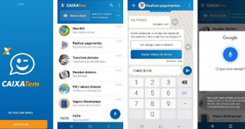 Screenshots do aplicativo Caixa TEM