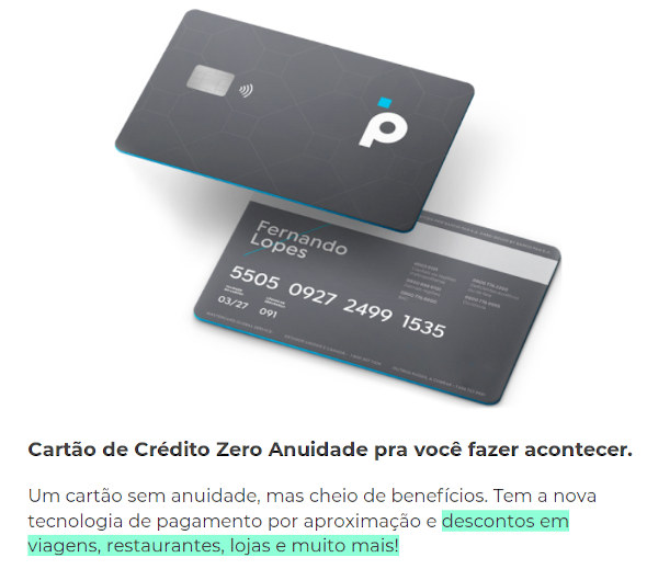 Cartão de Crédito da Conta Digital do Banco PAN frente e verso
