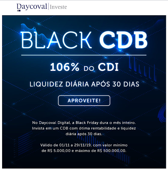 Daycoval Invest CDB Black Friday 2019