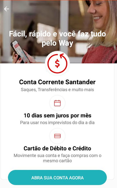 Way do Santander abertura de conta