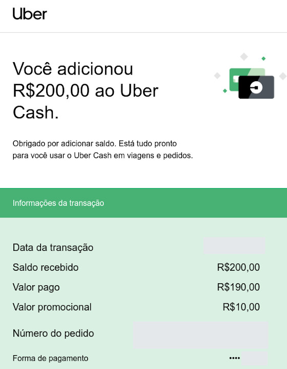 Recarga Uber Cash