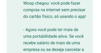 Woop changelog APP - cartão virtual