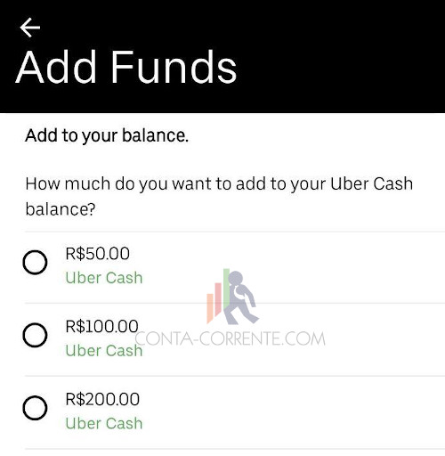 Uber Cash sem desconto