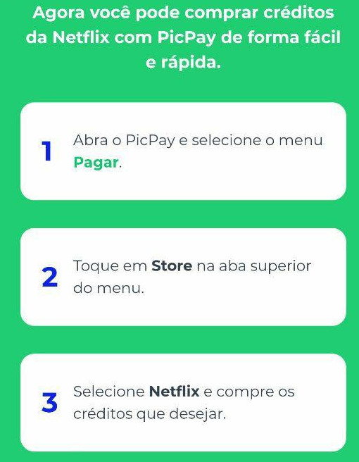 Recarregando Netflix com PicPay