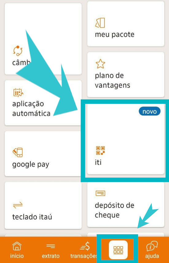 iti no app do Banco Itaú