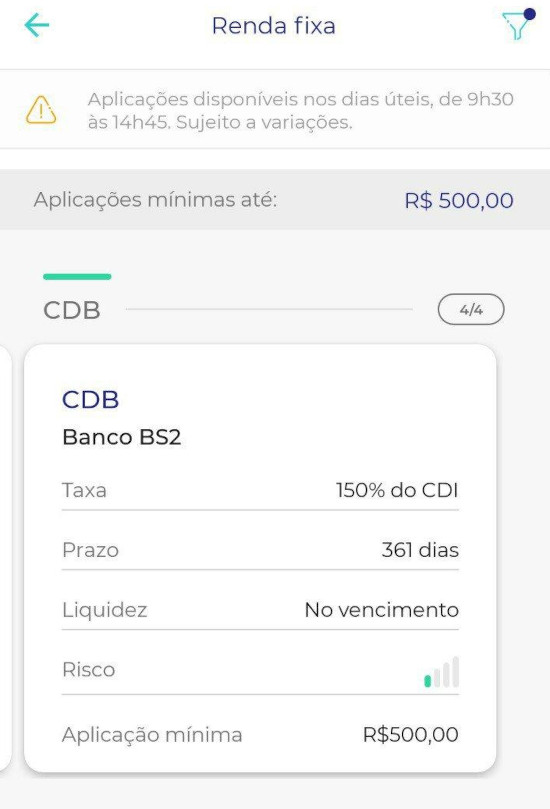 CDB BS2 150% do CDI