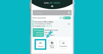 Tela de devolução de transferência via PIX