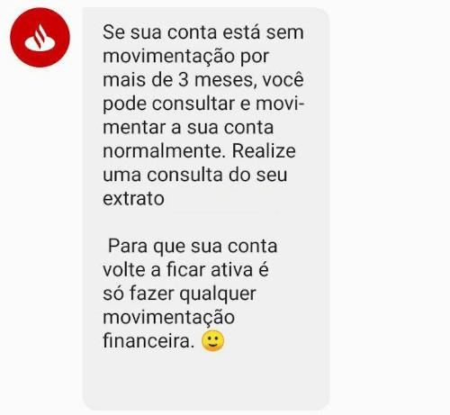 Conta bancária inativa do Santander