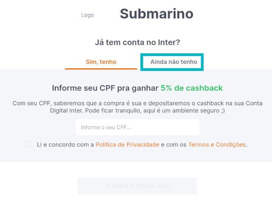Cashback não-correntista Banco Inter