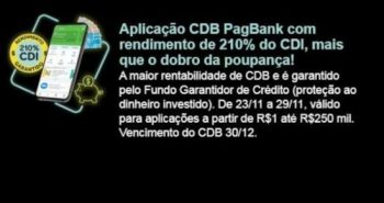 CDB liquidez 210% do CDI do PagBank