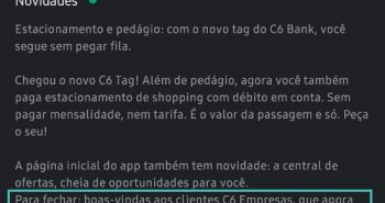 Gerenciamento da conta PJ no aplicativo do C6 Bank