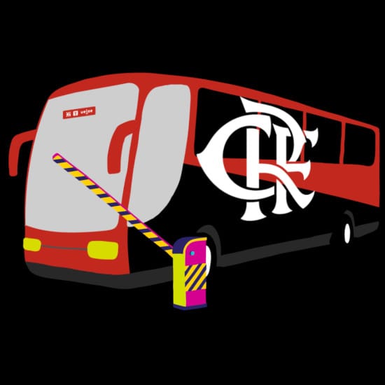 Ônibus do Flamengo com a tag da Veloe