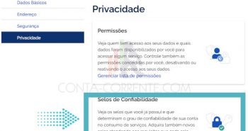 Tela de Selos de Confiabilidade Login Único