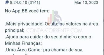 Changelog do aplicativo do BB revela novidade: ocultação de saldo na tela principal do aplicativo por mais privacidade.