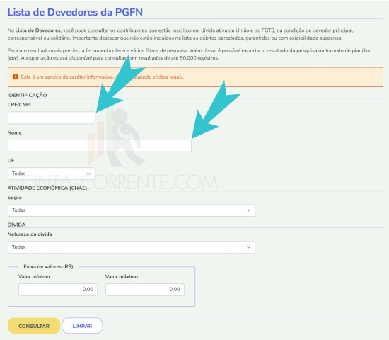 Cidadão pode descobrir online se pessoa ou empresa possui débitos com o Governo Federal inscrito na Dívida Ativa.